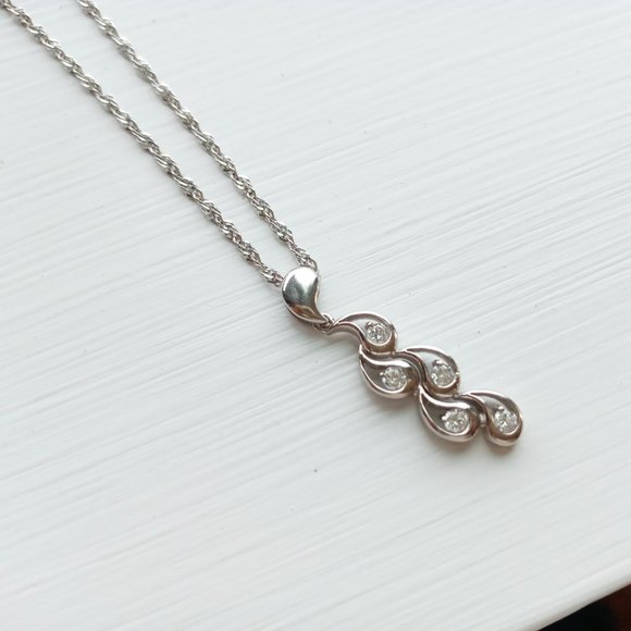 (SOLD) 14K White Gold Gemstone Pendant Necklace, 3.73g - Picture 4 of 11